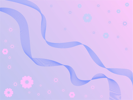pink and blue floral abstraction with winding ribbonsのイラスト素材