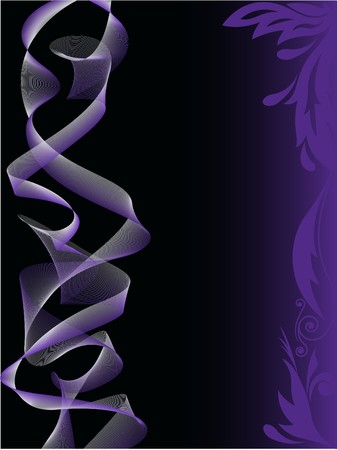 abstract black background with purple smoke and floral elementsのイラスト素材