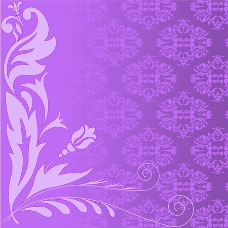 lilac plant composition on the background of a purple ornamentのイラスト素材