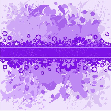 Abstract spattered violet background with lilac flowersのイラスト素材