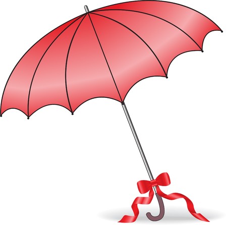 open red umbrella with a bow on the handleのイラスト素材