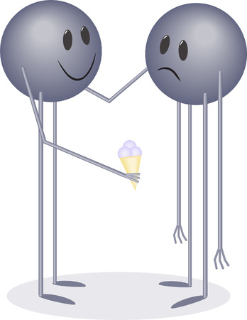 Two man-emoticon gray with creamのイラスト素材