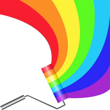 multicolored paint roller painting semicircular rainbowのイラスト素材