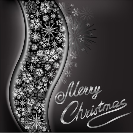 set beautiful snowflakes on a shimmering black waveのイラスト素材