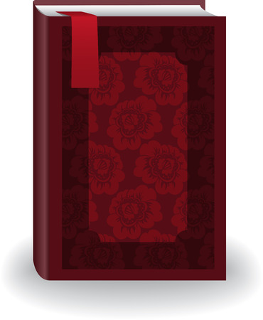 big red book in cover with flowers and a bookmarkのイラスト素材