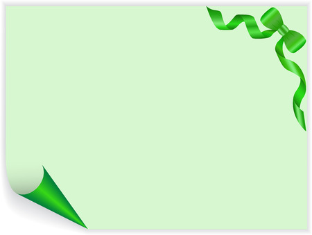 green page with a twisted angle and a satin bowのイラスト素材