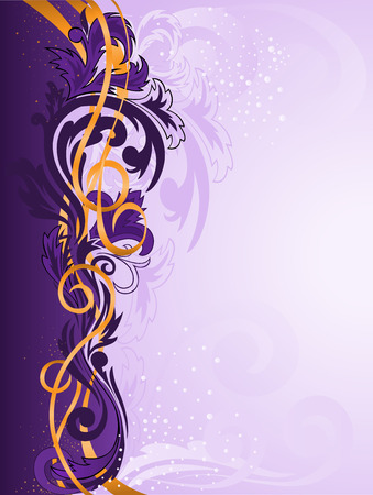 purple vertical stripe patterned with gold ribbonsのイラスト素材