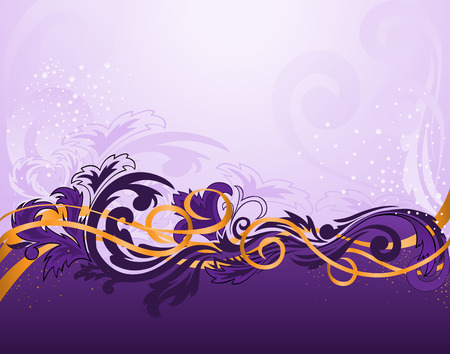 purple horizontal stripe patterned with gold ribbonsのイラスト素材