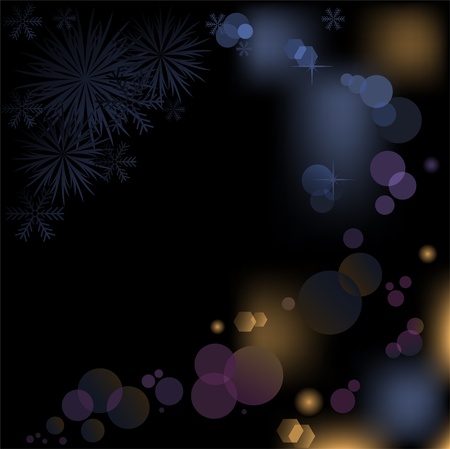 abstract black background with snowflakes and bokeh effectのイラスト素材