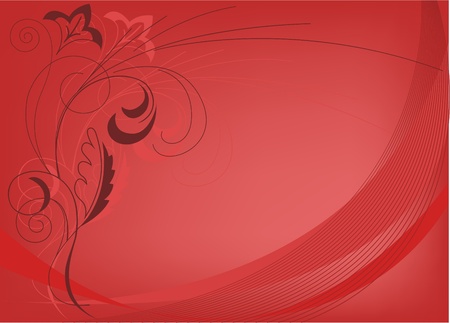 abstract red background with floral elementsのイラスト素材