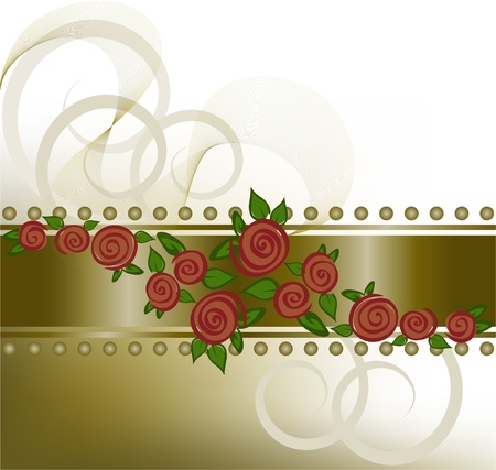 diffuse bronze background with red roses on the horizontal stripのイラスト素材