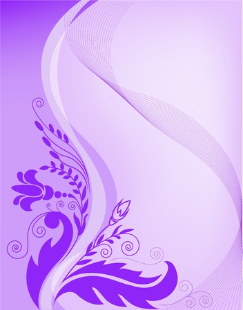 abstract gradient purple background with floral elementsのイラスト素材