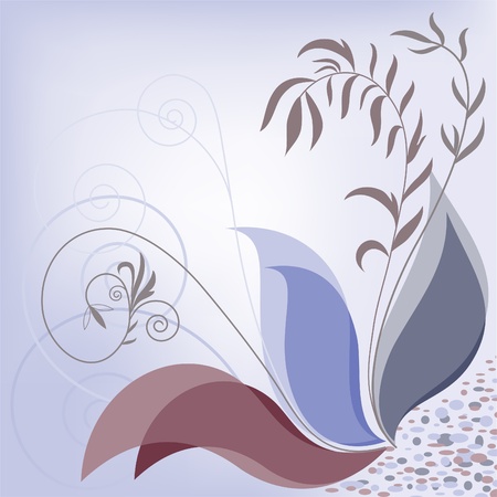 abstract plant composition with swirls on a soft backgroundのイラスト素材