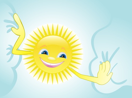 cheerful sun move cloudsのイラスト素材