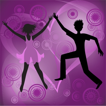 Couple dancing on an abstract purple backgroundのイラスト素材