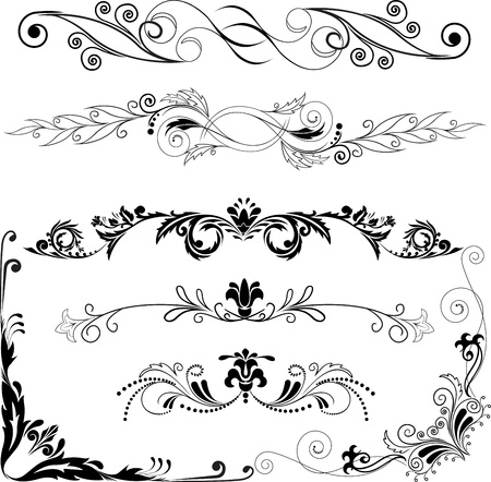 Vector illustration:  set of decorative horizontal and angular elements for designのイラスト素材