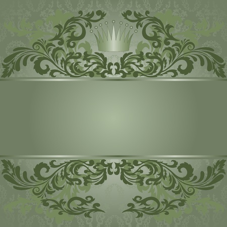 vintage green background with florid ornamentationのイラスト素材