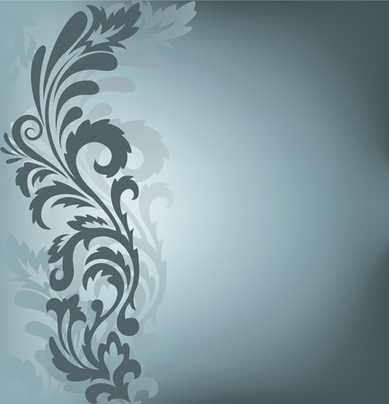 abstract blue background with a beautiful ornament to the leftのイラスト素材