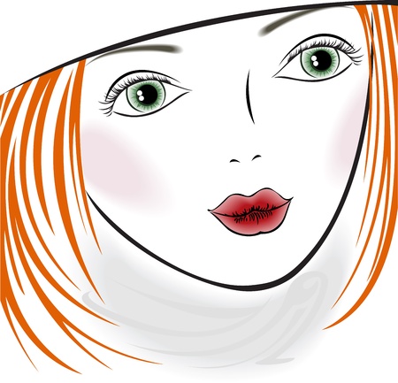 portrait of a beautiful girl with red hairのイラスト素材