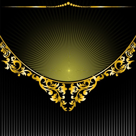 semicircular gilt decoration on black background radiantのイラスト素材
