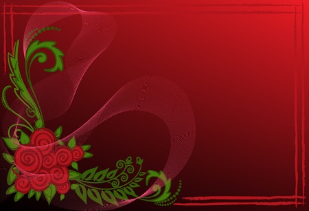 black and red business card with a bouquet of rosesのイラスト素材