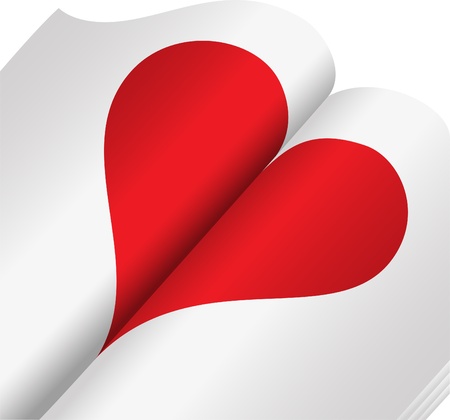 red heart on the open of the glossy notebookのイラスト素材