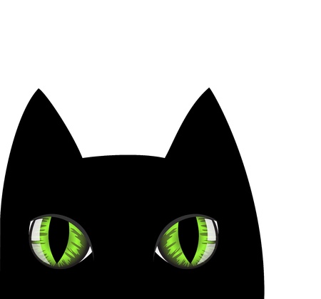 muzzle of a black cat with green eyesのイラスト素材