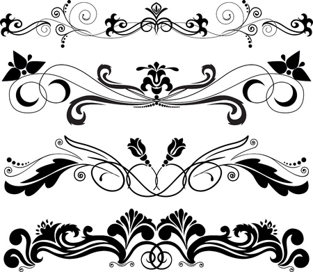 Illustration: four horizontal decorative ornamentのイラスト素材