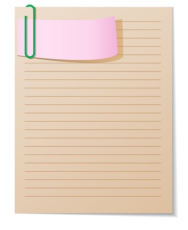 brown and pink paper sheets connected by a paperclipのイラスト素材