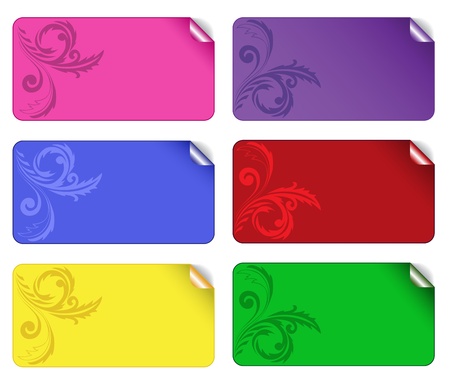 collection of beautiful multi-colored stickers with an ornamentのイラスト素材