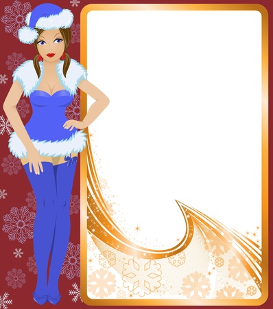 Snow Maiden in the blue dress with gold-colored posterのイラスト素材