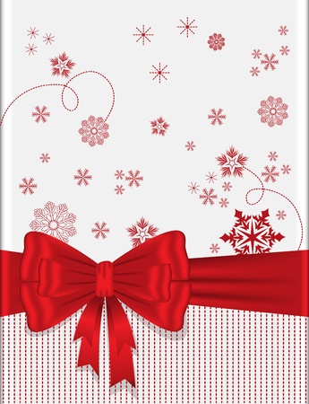 Christmas white background with  red ribbon and snowflakesのイラスト素材