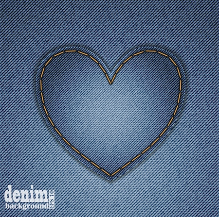 Blue heart on denim background. Greeting Card for Valentineのイラスト素材
