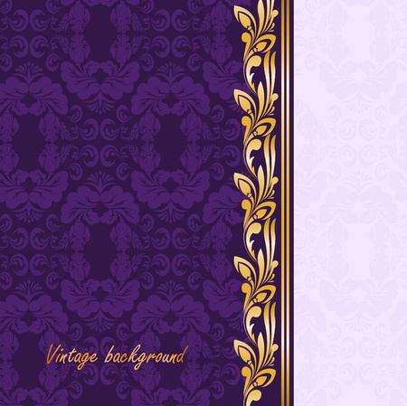 vintage gilded ornament on a purple backgroundのイラスト素材