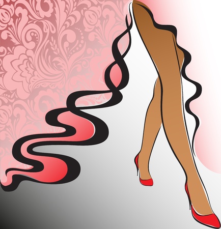 slender female legs on a beautiful floral ornamentのイラスト素材