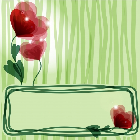 Romantic postcard with red flowers and place for textのイラスト素材