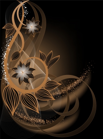 beautiful brown background with flower compositionのイラスト素材