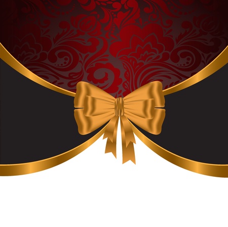 elegant, festive background with gold ribbons and red ornamentのイラスト素材