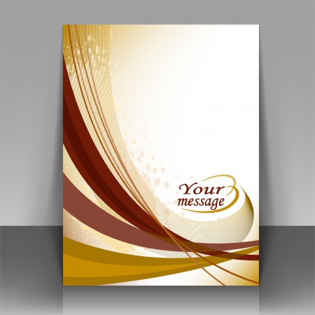 abstract flyer with brown curved lines and spots of paintのイラスト素材