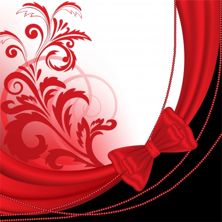 abstract black and red background with floral ornaments and accessoriesのイラスト素材