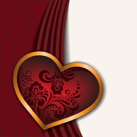 vintage background with a red ornament and beautiful heartのイラスト素材