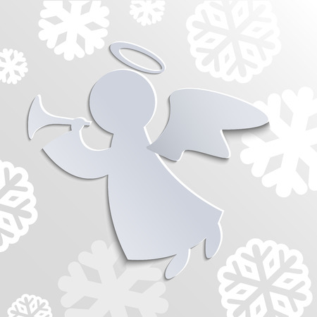 Christmas card with angel and snowflakesのイラスト素材