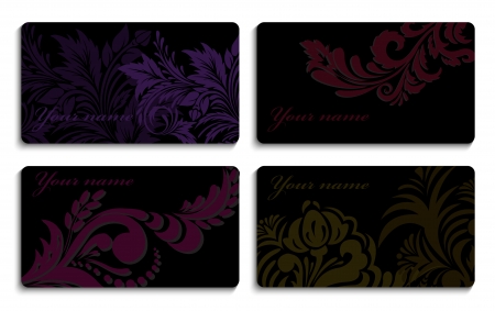 set of black business cards with a beautiful ornamentのイラスト素材