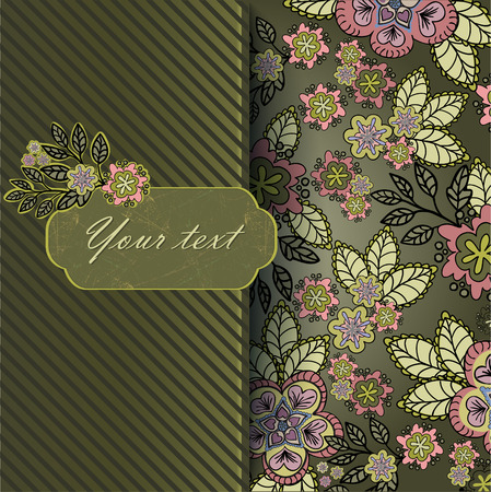 vintage background with a beautiful ornament and a card for your textのイラスト素材