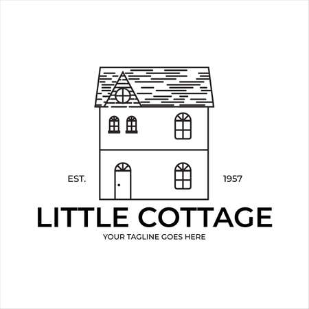 line art cottage village logo vector illustration designのイラスト素材
