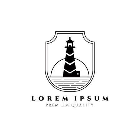 Lighthouse tower logo vector illustration design, vintage logoのイラスト素材
