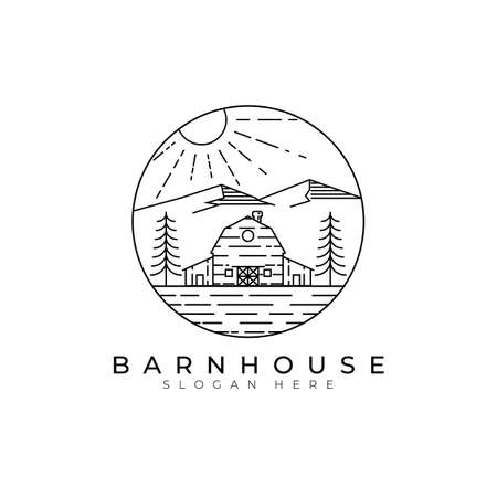 Barn house logo vector illustration template design, countryside barn viewのイラスト素材