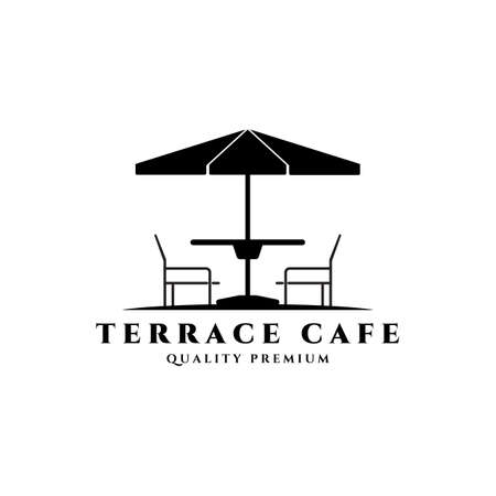 Terrace cafe logo vector line art vintage illustration design, icon symbol cafeのイラスト素材