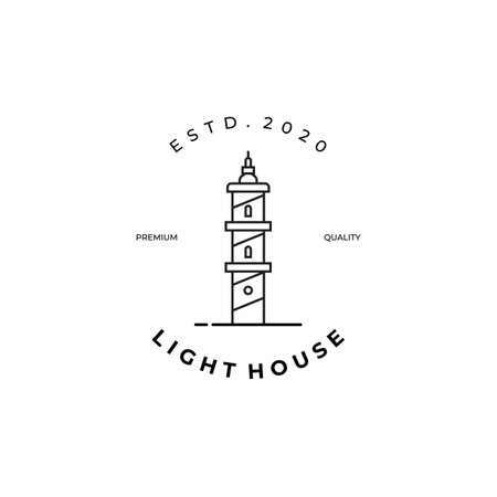 Lighthouse tower logo vector illustration design, line artのイラスト素材