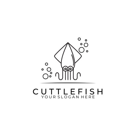 cuttlefish logo vector illustration design, simple line art logoのイラスト素材
